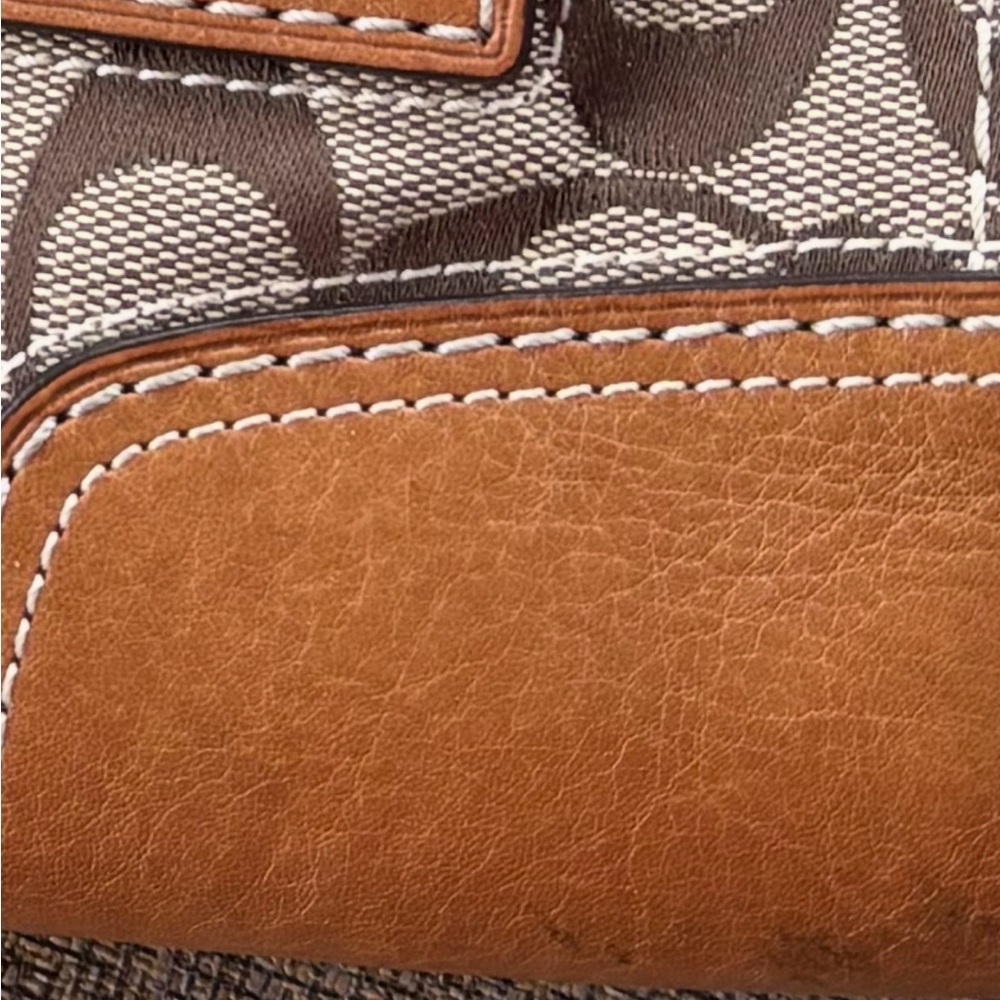 Coach Tan and Brown Signature Satchel - Picture 7 of 12